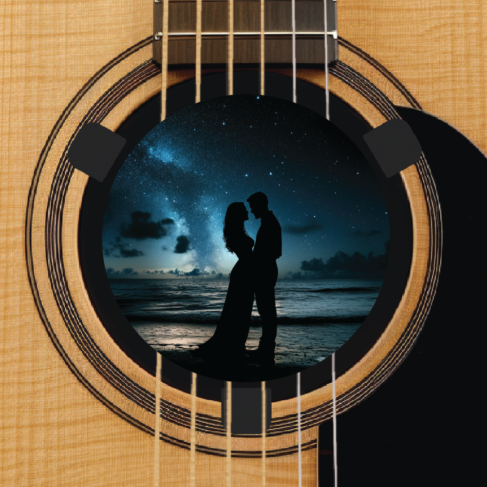 Custom acoustic guitar accessory feedback buster - upload your own photo - Beach Silhouette