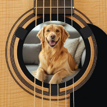 Custom acoustic guitar accessory feedback buster - upload your own photo - retriever